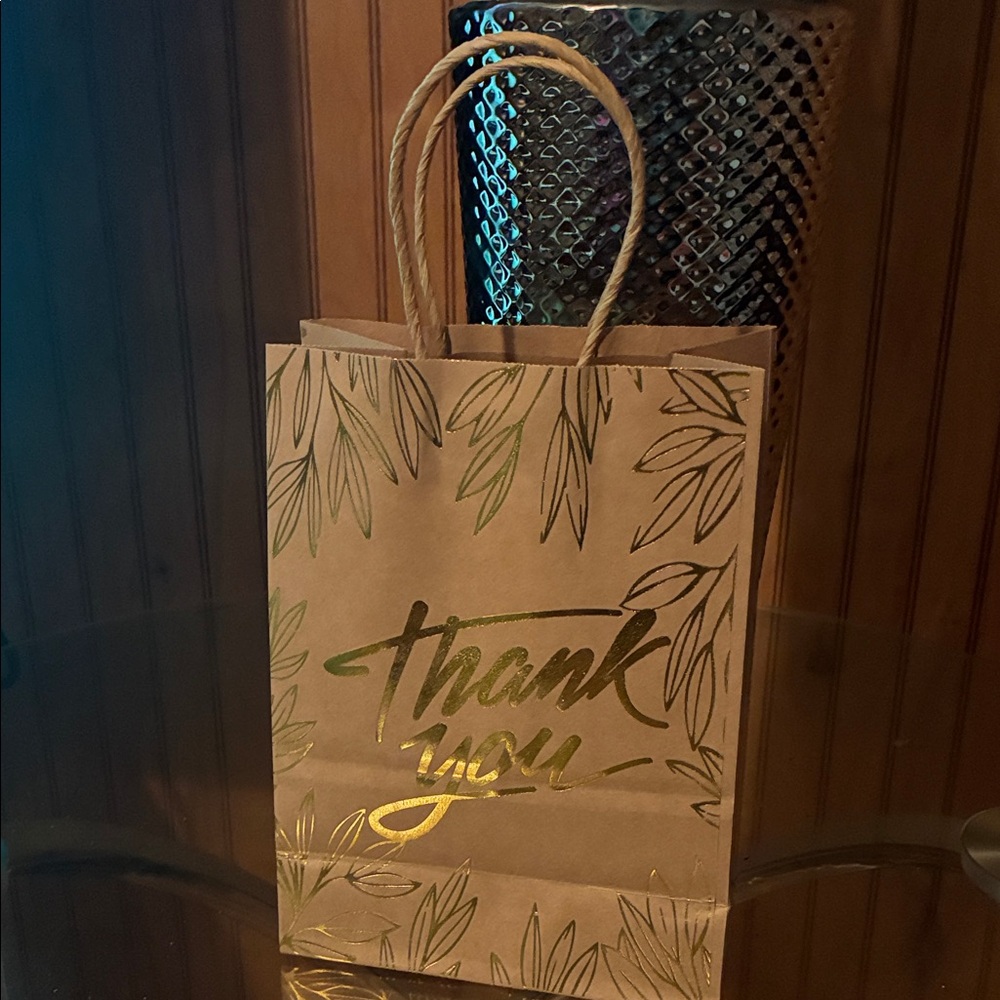 Gold and Brown Thank You Gift Bag